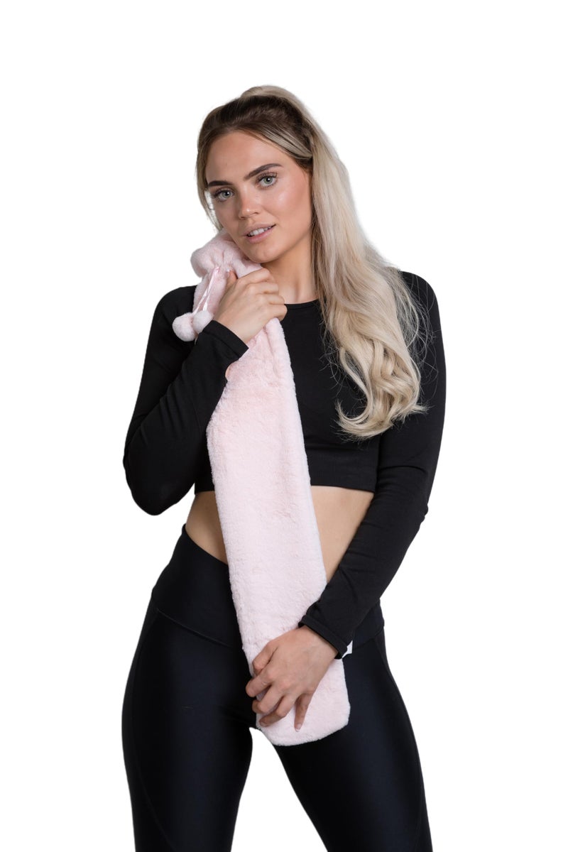 Extra Long bodybottle hot Water Bottle in Luxorious Pink Faux Fur Cover 72cm 2L